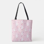 Seamless pattern with cute duck with heart on pink tasche (Rückseite)