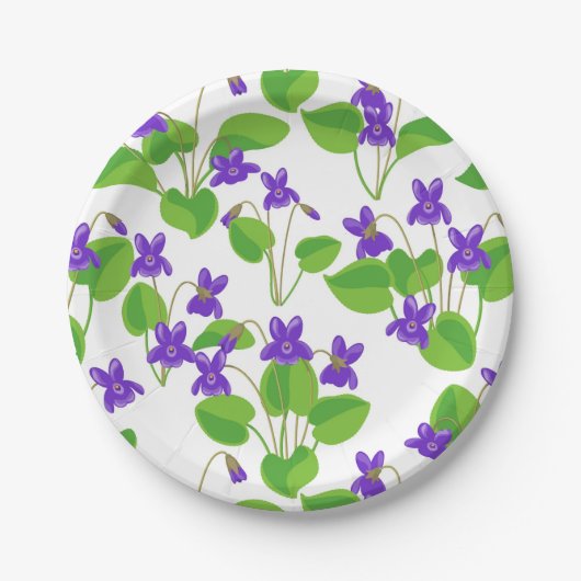 seamless pattern with dog-violet flowers pappteller (Vorderseite)