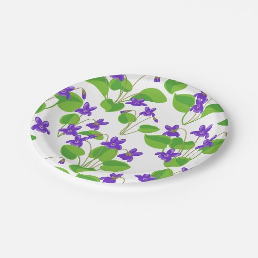 seamless pattern with dog-violet flowers pappteller (Schrägansicht)