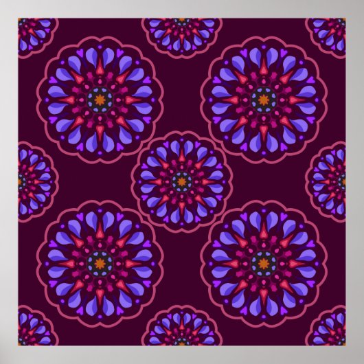 Seamless pattern with ethnic mandala art ornament. poster (Vorne)