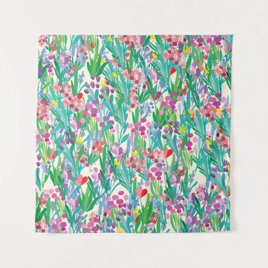 Seamless pattern with flowers, plant background. A Wandteppich (Vorderseite)