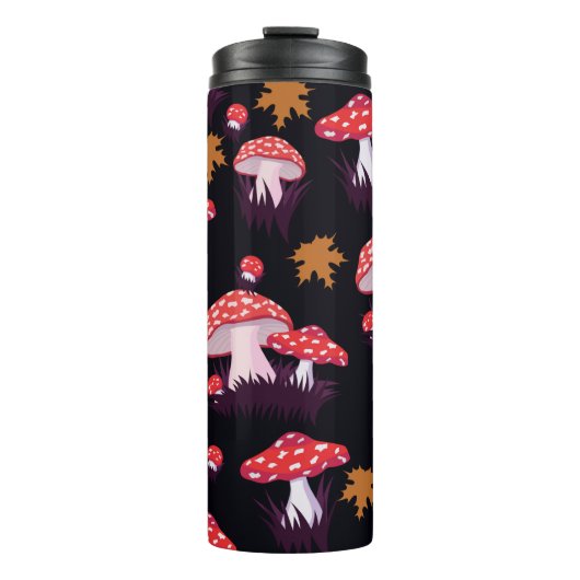Seamless pattern with fly agaric and maple leaves. thermosbecher (Vorderseite)