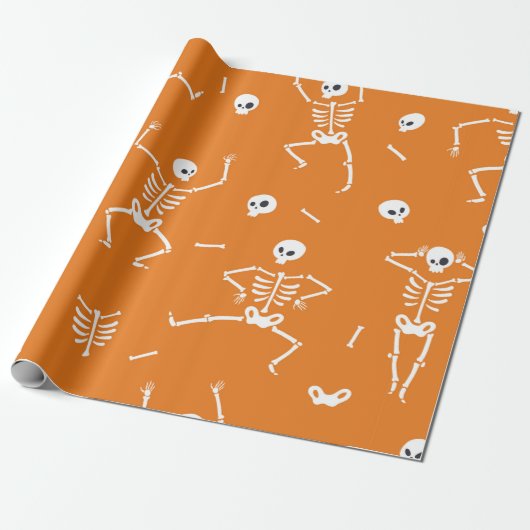 Seamless pattern with funny Halloween skeletons in Geschenkpapier (Ungerollt)