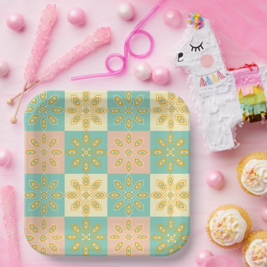 Seamless pattern with geometric floral motifs pappteller (Party)