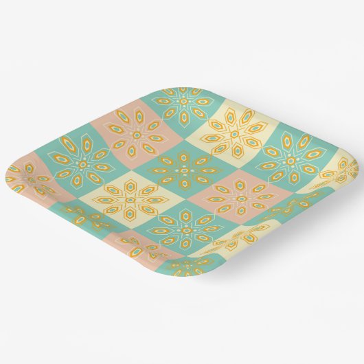 Seamless pattern with geometric floral motifs pappteller (Gewinkelt)