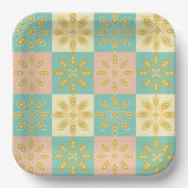 Seamless pattern with geometric floral motifs pappteller (Vorderseite)