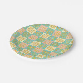 Seamless pattern with geometric floral motifs pappteller