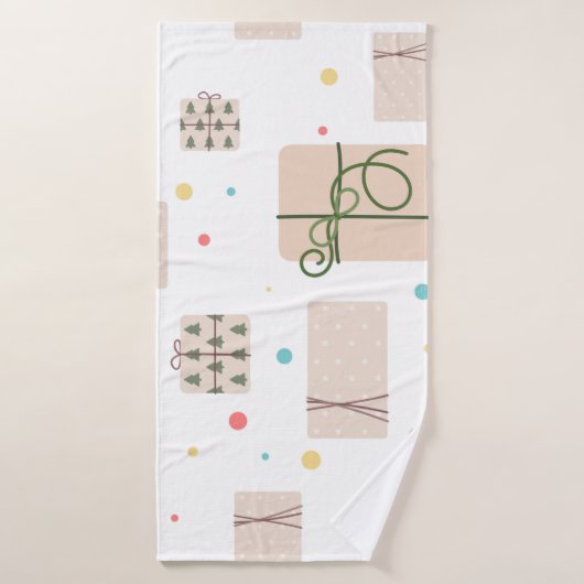 Seamless pattern with gift boxes. Gifts Packed in Badehandtuch (Badehandtuch)