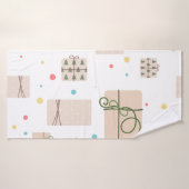 Seamless pattern with gift boxes. Gifts Packed in Badehandtuch (Badehandtuch)