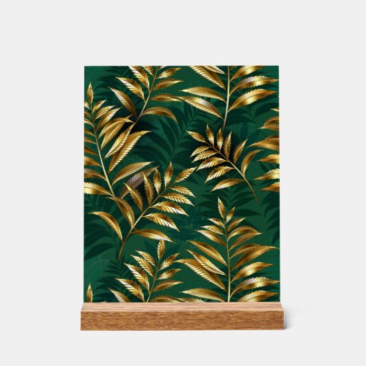Seamless pattern with golden ferns acrylschild (Vorderseite)