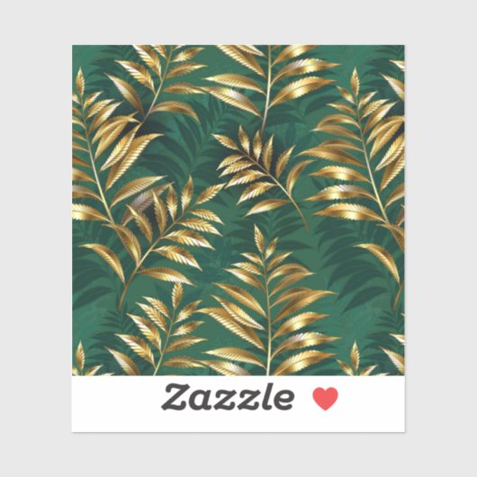 Seamless pattern with golden ferns aufkleber (Blatt)