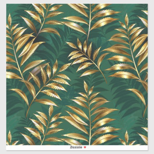 Seamless pattern with golden ferns aufkleber (Blatt)