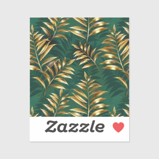 Seamless pattern with golden ferns aufkleber (Blatt)