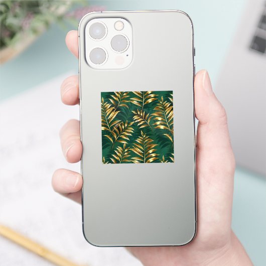 Seamless pattern with golden ferns aufkleber (Telefon)