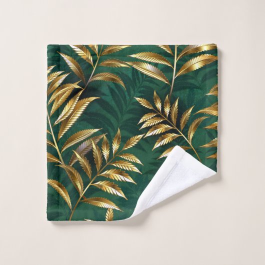 Seamless pattern with golden ferns badhandtuch set (Waschlappen)