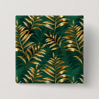 Seamless pattern with golden ferns button