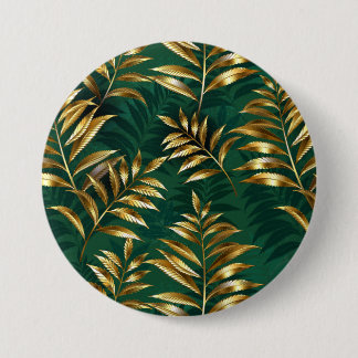 Seamless pattern with golden ferns button