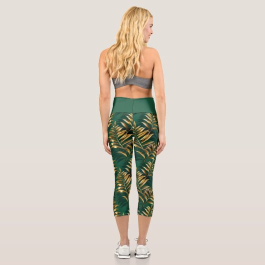 Seamless pattern with golden ferns capri leggings (Rückseite)