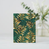 Seamless pattern with golden ferns feiertagspostkarte (Stehend Vorderseite)