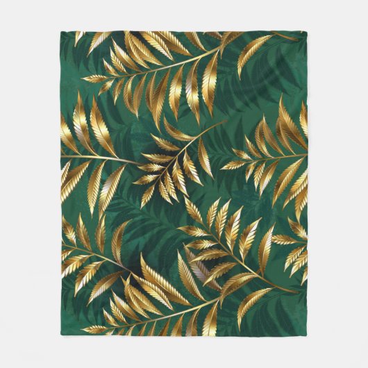 Seamless pattern with golden ferns fleecedecke (Vorderseite)