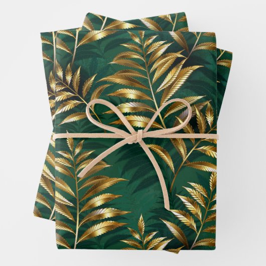 Seamless pattern with golden ferns geschenkpapier set (Beispiel)