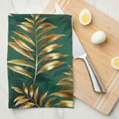 Seamless pattern with golden ferns geschirrtuch (Viertel Falte)