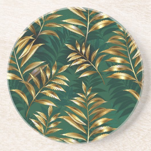 Seamless pattern with golden ferns getränkeuntersetzer (Vorne)