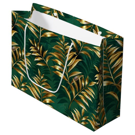 Seamless pattern with golden ferns große geschenktüte (Vorderseite Schrägansicht)