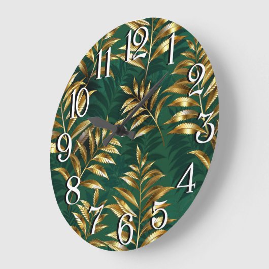 Seamless pattern with golden ferns große wanduhr (Winkel)