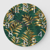 Seamless pattern with golden ferns große wanduhr (Vorderseite)