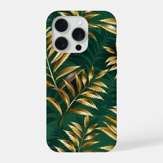Seamless pattern with golden ferns iPhone hülle (Rückseite)