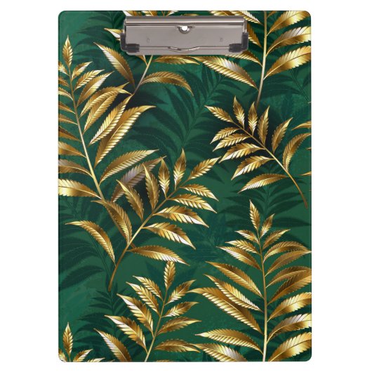Seamless pattern with golden ferns klemmbrett (Vorderseite)
