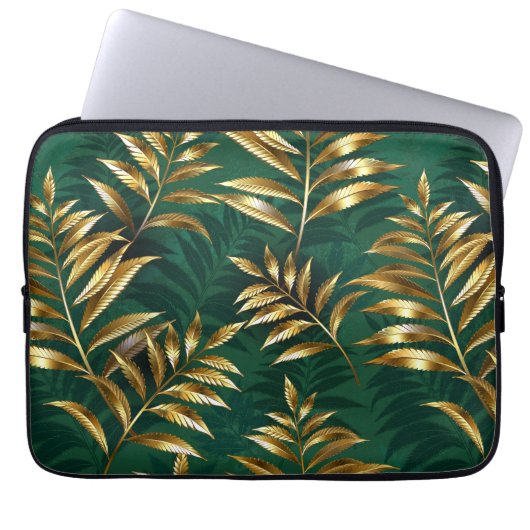 Seamless pattern with golden ferns laptopschutzhülle (Vorderseite)