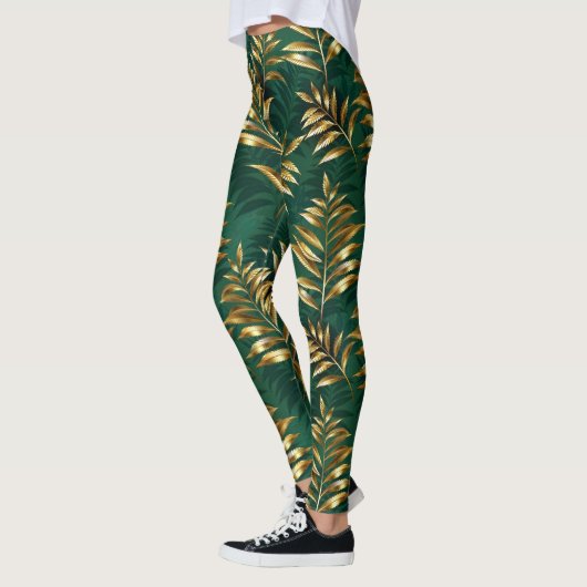 Seamless pattern with golden ferns leggings (Links)