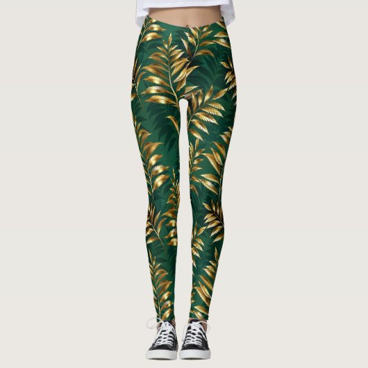 Seamless pattern with golden ferns leggings (Vorderseite)