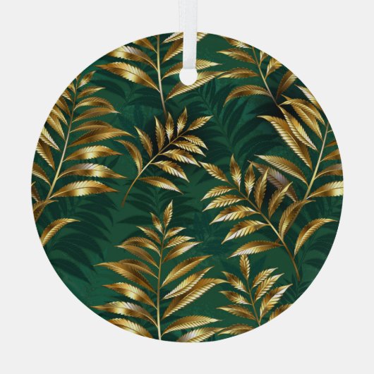 Seamless pattern with golden ferns ornament aus glas (Rückseite)