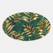 Seamless pattern with golden ferns ovaler aufkleber (Vorderseite)