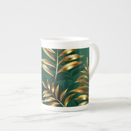 Seamless pattern with golden ferns porzellantasse (Vorderseite Rechts)