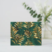 Seamless pattern with golden ferns postkarte (Stehend Vorderseite)