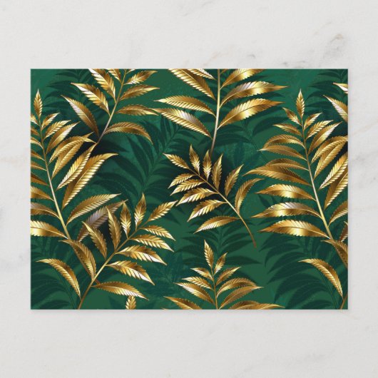 Seamless pattern with golden ferns postkarte (Vorderseite)