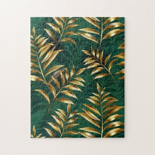 Seamless pattern with golden ferns puzzle (Vertikal)