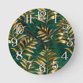 Seamless pattern with golden ferns runde wanduhr (Vorderseite)