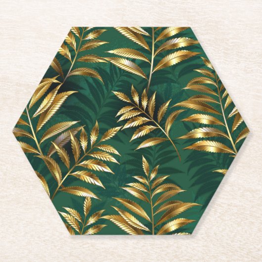 Seamless pattern with golden ferns untersetzer (Vorderseite)