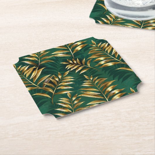 Seamless pattern with golden ferns untersetzer (angewinkelt)