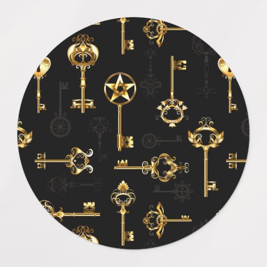 Seamless Pattern with Golden Keys Etiketten (Design 2)