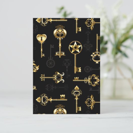 Seamless Pattern with Golden Keys Karte (Stehend Vorderseite)