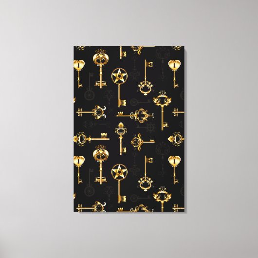 Seamless Pattern with Golden Keys Leinwanddruck (Vorderseite)