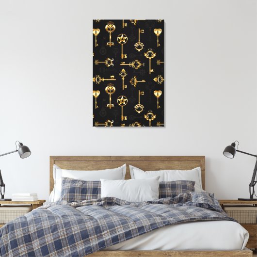 Seamless Pattern with Golden Keys Leinwanddruck (Insitu (Schlafzimmer))