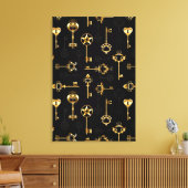 Seamless Pattern with Golden Keys Leinwanddruck (Insitu (Wohnzimmer))