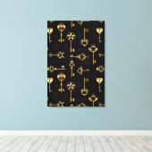 Seamless Pattern with Golden Keys Leinwanddruck (Insitu (Holzboden))